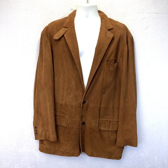 RARE Orvis Brown Suede Leather Field Jacket Mens 48 Sport Coat Throat Latch - Picture 2 of 16